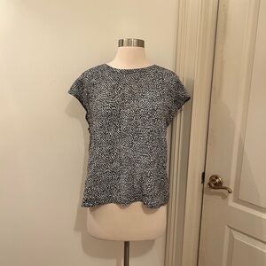 Theory Silk Black and White Pattern Sleeveless Top